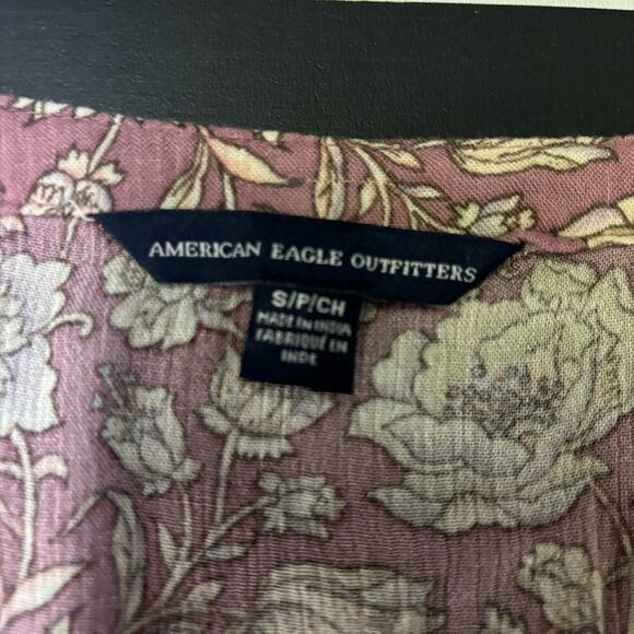 American Eagle Outfitters Tunic Blouse Womens Small Floral Boho Cottagecore - Picture 8 of 9